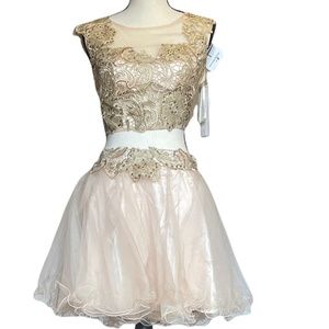 Dave‎ & Johnny Gold and Cream Mini Dress